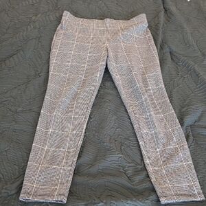 LOFT Black and White Plaid Trousers